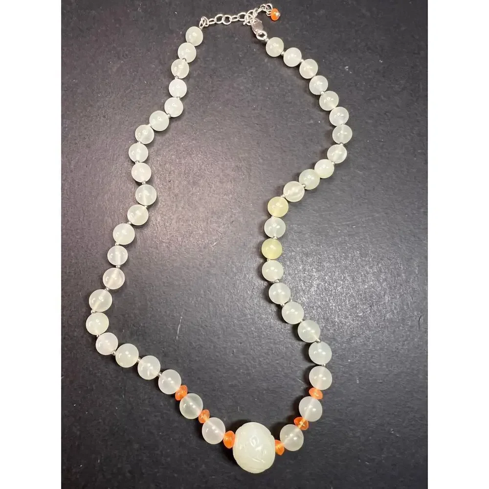 NEW serpentine and carnelian necklace with sterling silver clasp